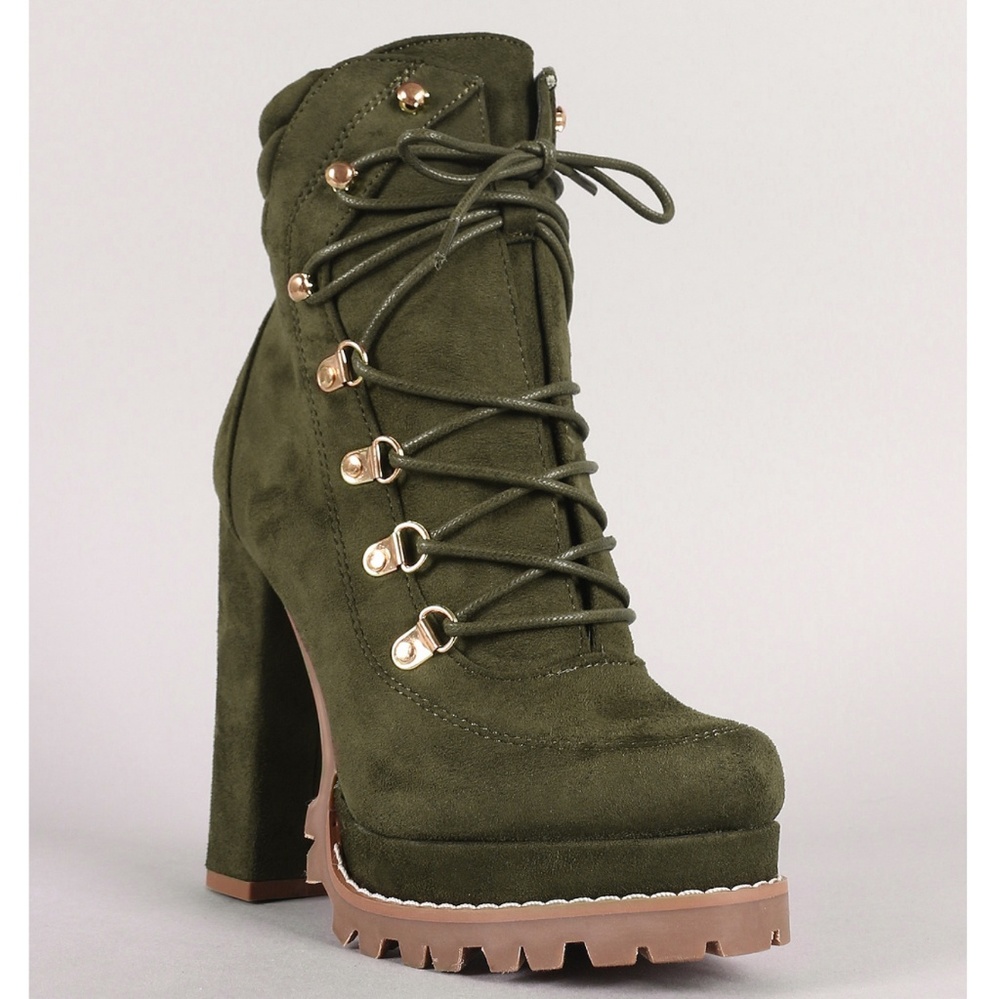 Last Size 8 🖤Suede D-Ring Lace Up Platform Bt - Picture 6 of 8